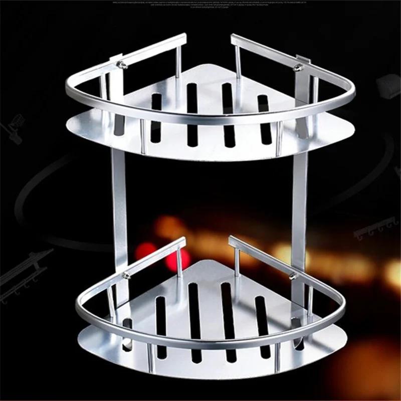 Rafturi de baie Raft de colt de dus Raft de depozitare montat pe perete Raft din aluminiu (2 Straturi )