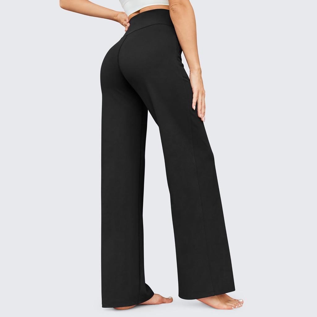 Hose mit weitem Bein für Damen, Yogahose, hohe Taille, Jogginghose mit Taschen, Stretchhose, bequeme Workout-Sport-Jogginghose