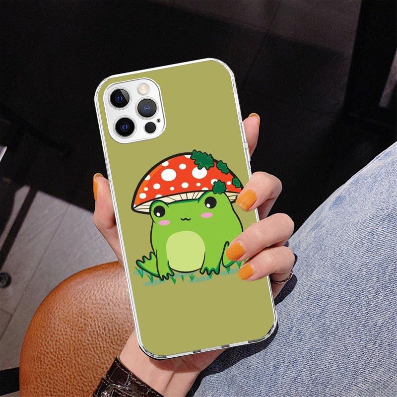 Cottagecore Frog Mushroom Kawaii Phone Case For iPhone 17 Air 16 Pro Max 16E 15 + 14 Plus 11 12 13 Mini 7 8 SE Gift Print Cover