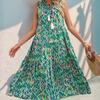 Abito da Donna Senza Maniche Casual Svasato A-line Midi Vestiti a Maglietta Con Tasche Girocollo Vacanza Boho Spiaggia Vestito Estivo