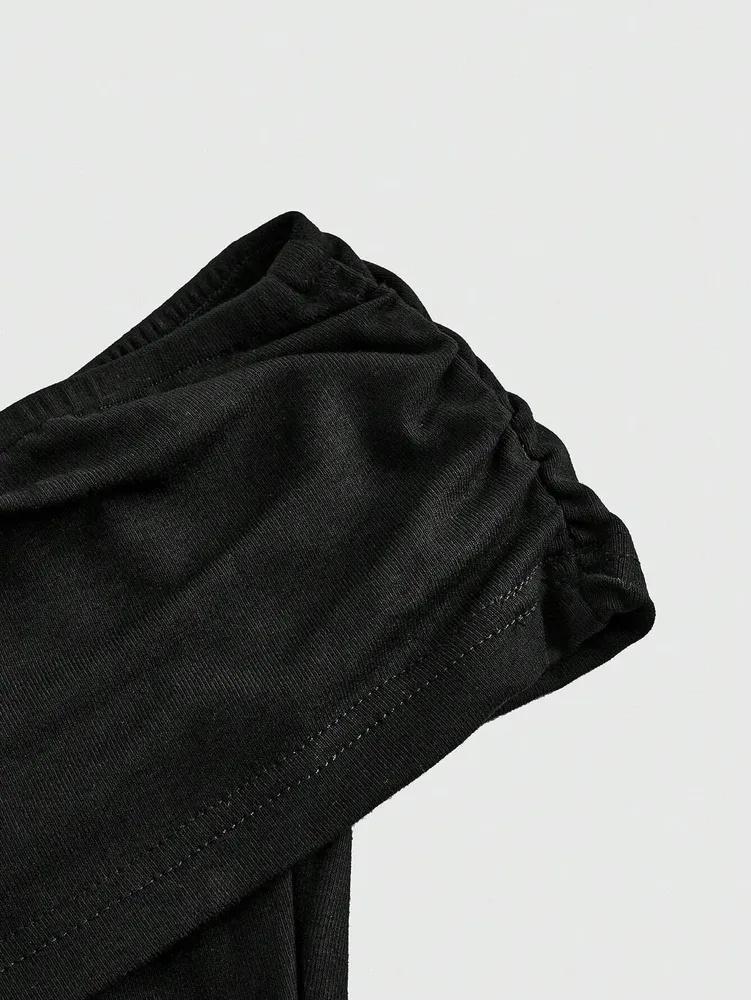 Crop Top Phumee Open Shoulder  Pleated  Slim Fit A2064