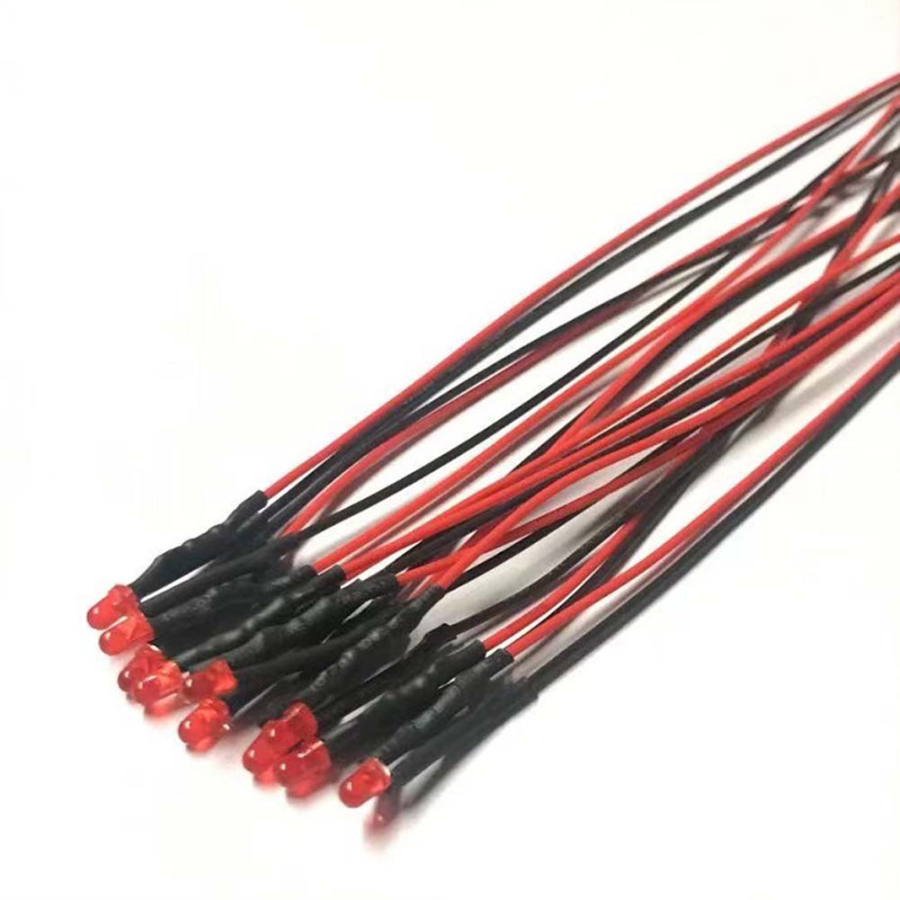 3mm LED Emitting Diodes 12V LED Lights 7.87 Inches Wire Length DC LED Bulbs Indicator LED Light Beads DIY Projects