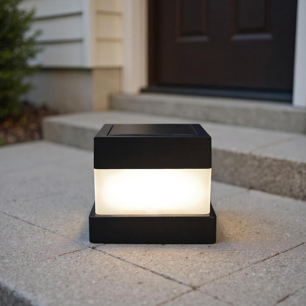 Outdoor Post Light For Yard Square Lantern Waterproof Fence Light Post Cover Solar Charging For Pathway Driveway Camping Road