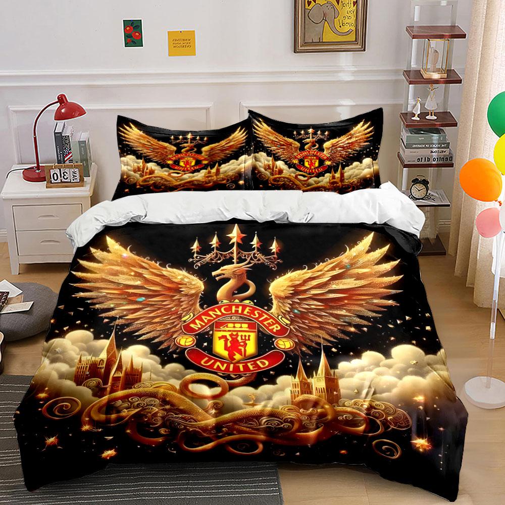 

Golden wings, Manchester United emblem. Bedding sets Duvet cover sets Duvet covers Pillowcases(1 * Duvet Cover 2 * Pillowcases without duvet insert) 135x200cm