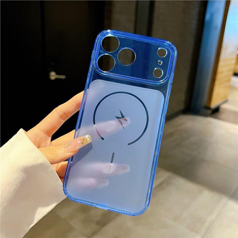 Transparent Frosted Magnetic Protective Case for iPhone 17 Pro Max iPhone 16 прозрачный/синий
