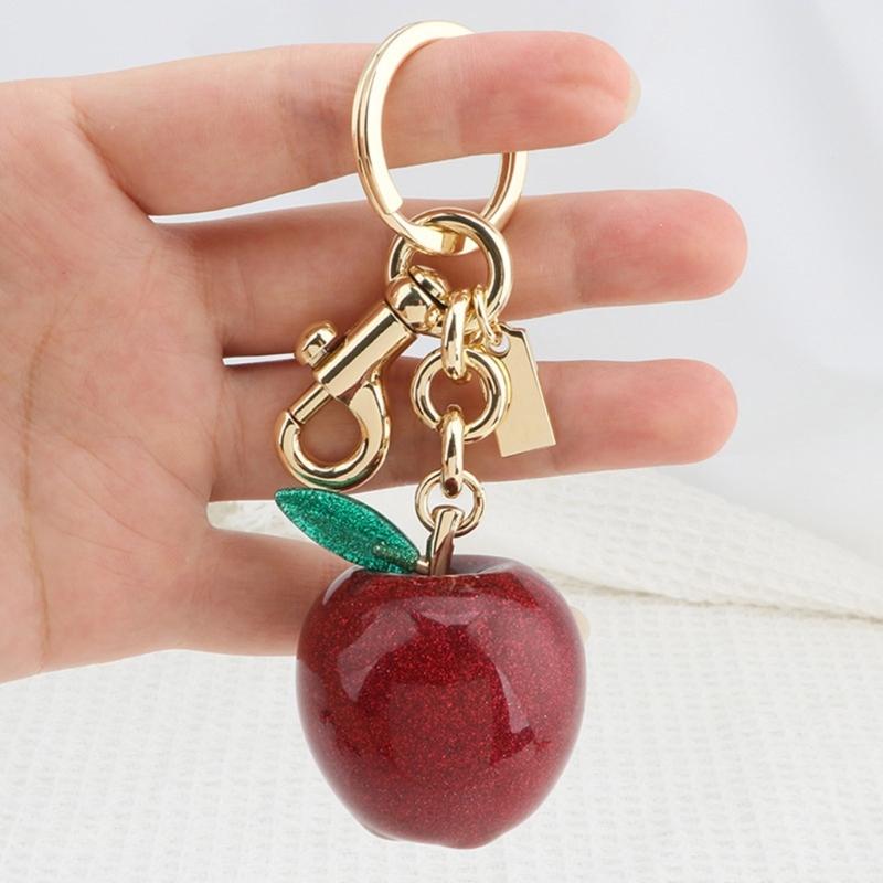 Stylish Apples Keychain Car Accessory Sophisticated Handbag Embellishment Alloy Texture Present for Fashion Enthusiasts