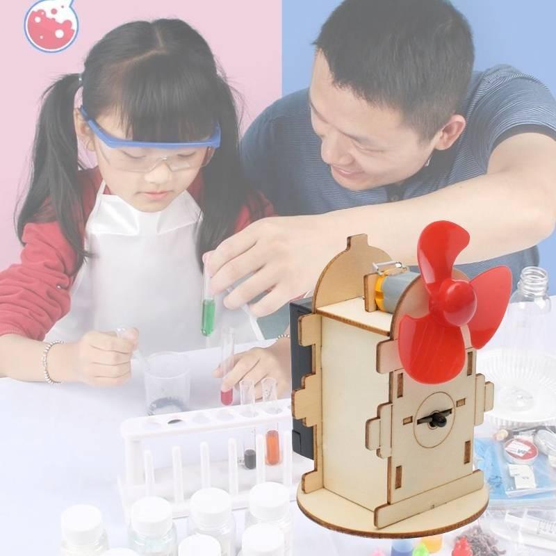 Stem Science Experiment Diy Flame Induction Fan Handmade Kit For Kids Wooden Material