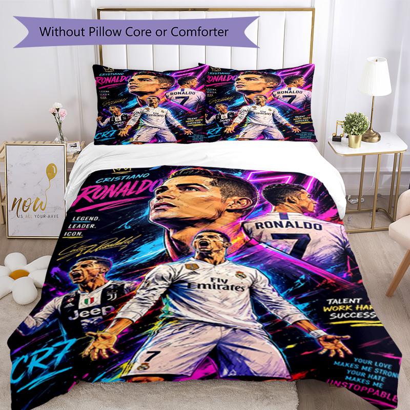 Ronaldo's Portugal's Cristiano Ronaldo Wins World Cup Bedding Set, Breathable Duvet Cover with Pillowcases, Soft Bed Linen for Bedroom Home Decoration