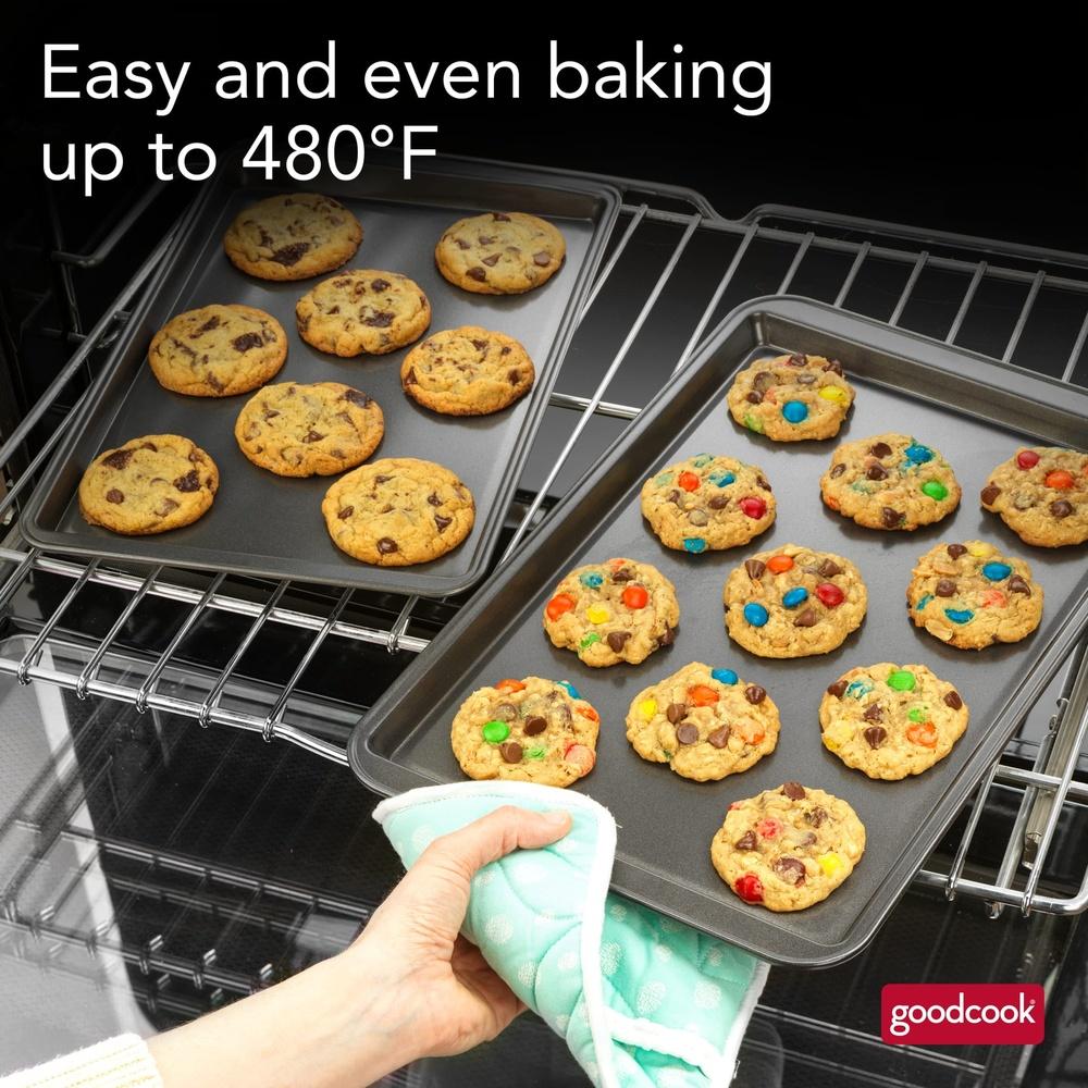PRO Nonstick 3pc Baking Sheet Set Heavy Duty Carbon Steel Scratch Resistant Cookie Pans Easy Clean Non Toxic Oven Safe Baking