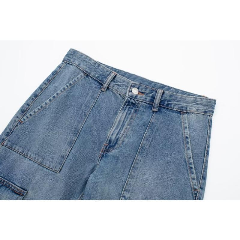 Spring Autumn Women's Pant Summer High Waisted Workwear Casual Pants Button Embellished Slightly Flared Jeans