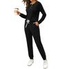 Women's Ribbed Knit Outfits 2 Piece Long Sleeve Pajama Set Fall Casual Sweatshirt And Joggers Lounge Set