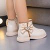 Kids Casual Boots for Girls Bow Lace Solid Color Sewing Cute 2024 Spring Autumn New Children Fashion Short Boots Princess Shoes