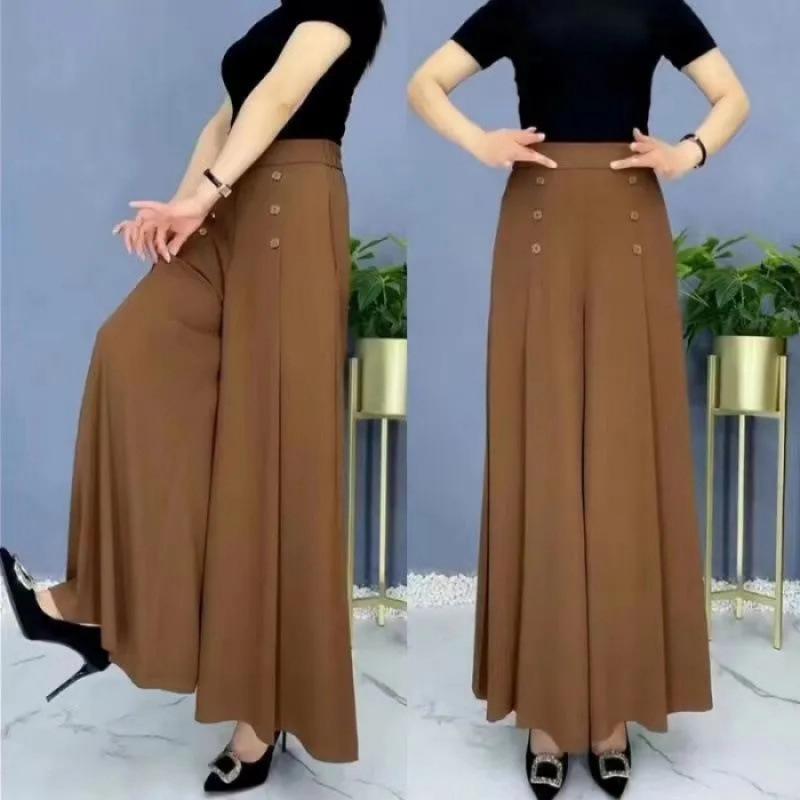

Spring/Summer 2026 Women s High-Waisted Loose Wide-Leg Culottes - Slimming, Cropped, and Casual for Middle-Aged Women. L