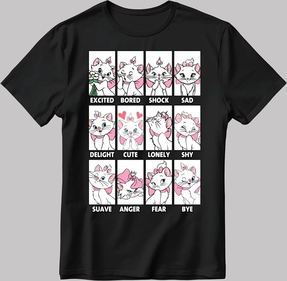 Marie Cat Moods Short Sleeve Black TShirt S
