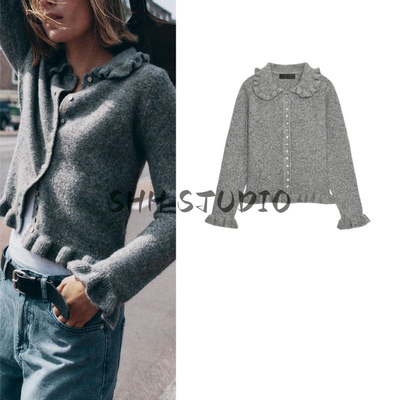 Fall New Women's Clothing French Wool Blend Lapel Long Sleeves Laminated Decoration Knitting Outwear 2756131