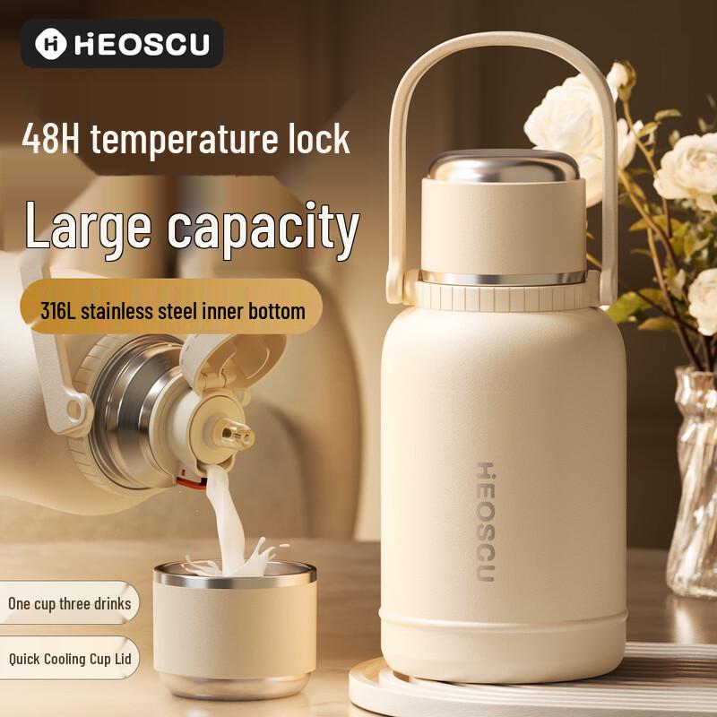 HEOSCU Large Capacity Dual-Drink Insulated Water Bottle