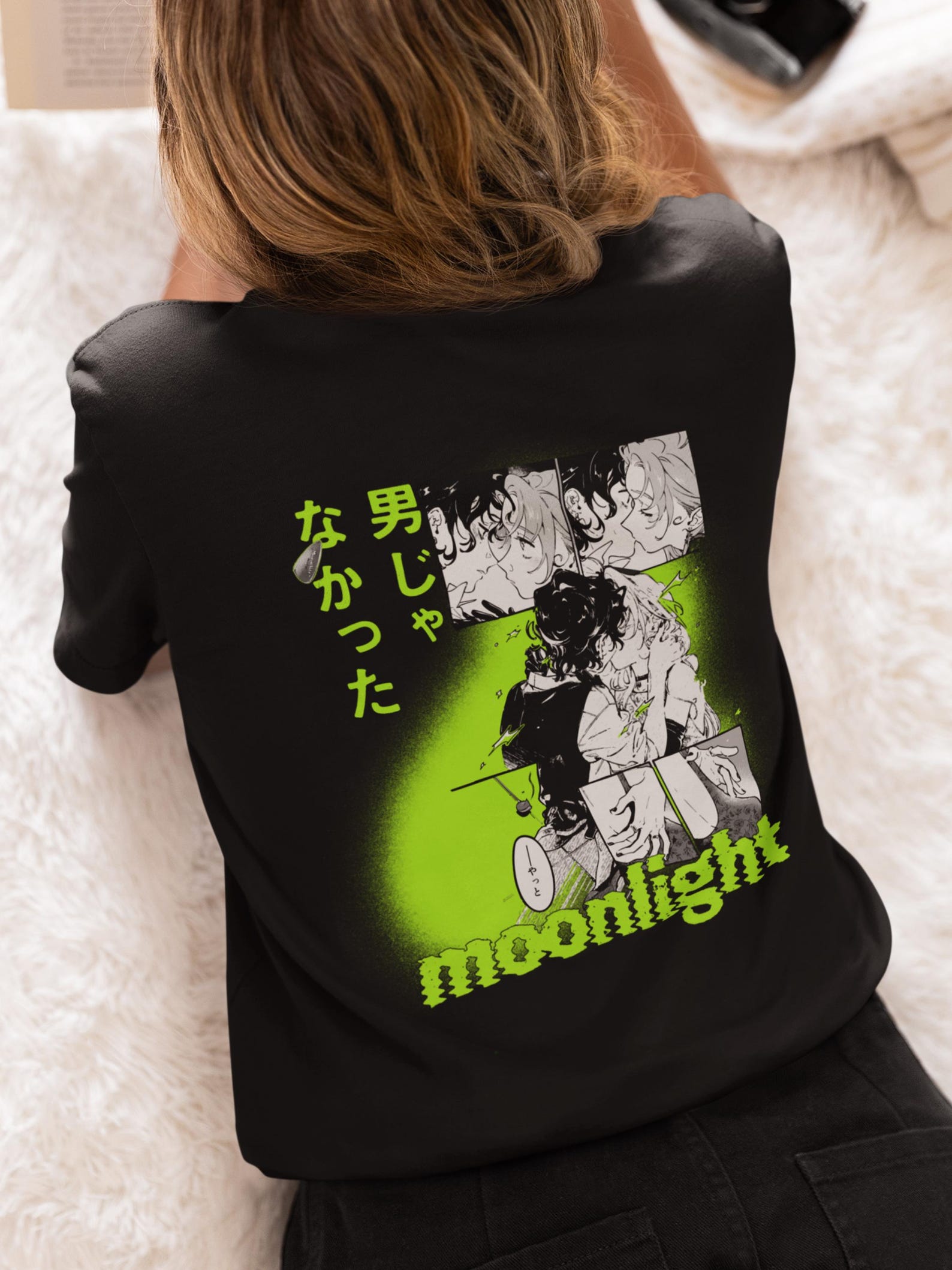 Green Yuri manga anime T-shirt | yuri aesthetic | green inspired apparel 4XL