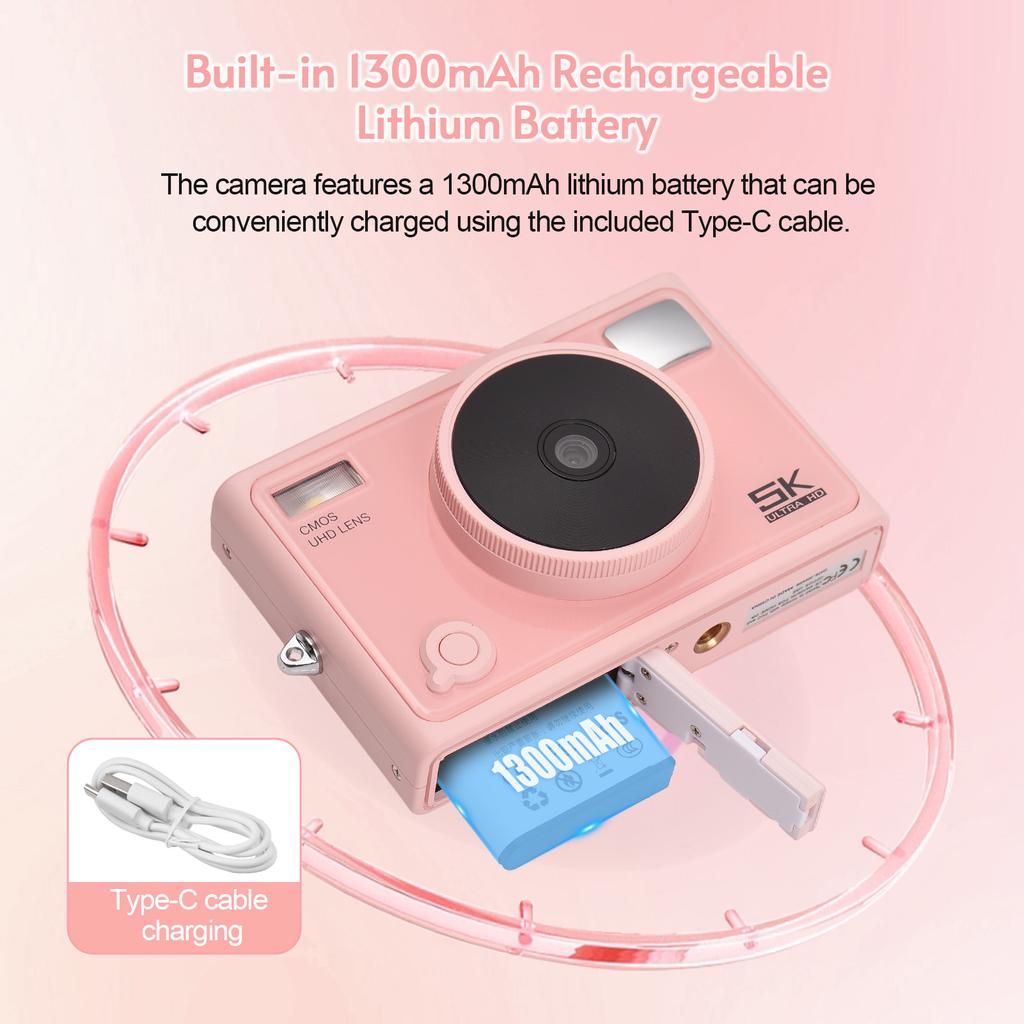 5K Digital Camera WiFi Digital Video Camera 72MP Dual Lens 2.8 Inch IPS Screen Auto Focus 18X Digita