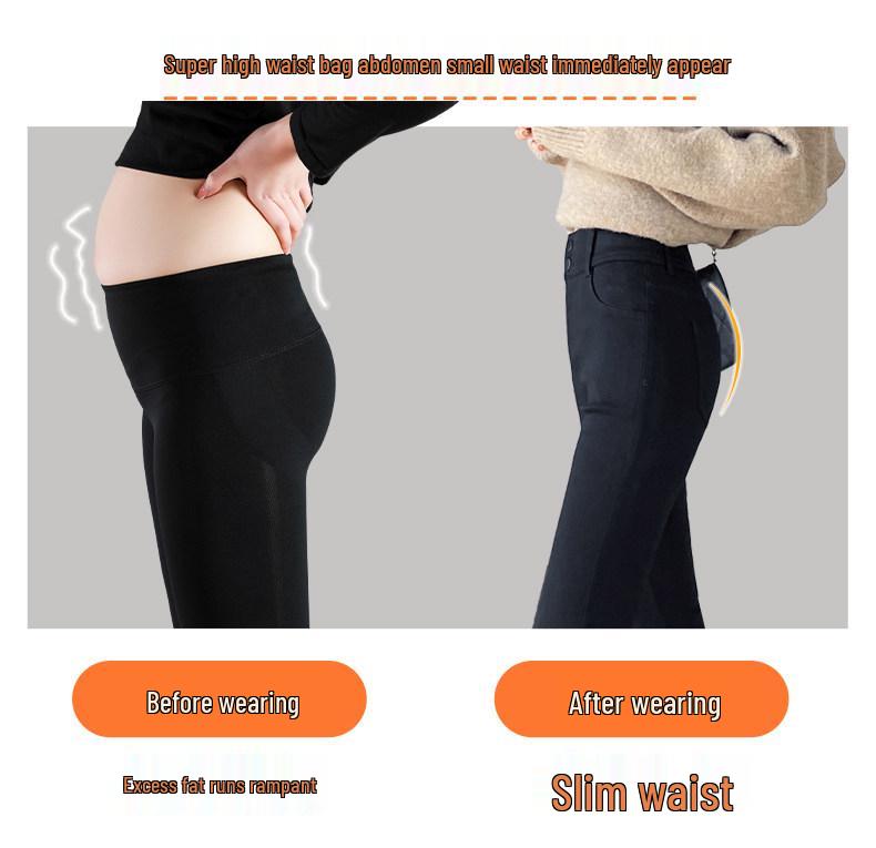 Women's High-Waisted Fleece-Lined Skinny Pants, 2025 Winter Style, Elastic Black Pencil Design for Indoor & Outdoor Wear