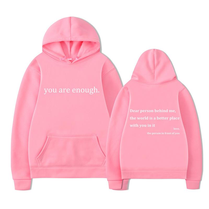 New YOU ARE ENOUGH Print Hoody Autumn Casual Men Hoodie Vintage Unisex Pullover Graphic Hoody Tops Oversize Clothing