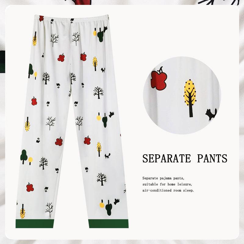 Spring/Summer Retro Floral Print Pajama Pants - Women's Korean Style, Suitable for Casual Wear, Loose Fit, Ideal for Spring and Autumn.