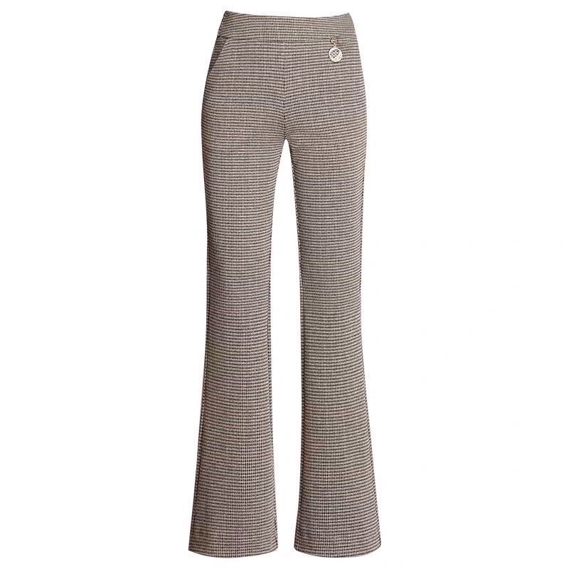 Dámské kalhoty slim fit s kohoutí stopou, mírně rozšířené, jarní novinka, s vysokým pasem, slim, ležérní, mateřské rozšířené kalhoty