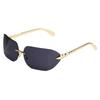 Premium snake pattern metal temple windproof sunshade curved sunglasses men's and women's European and American sunglasses large frame thin glasses