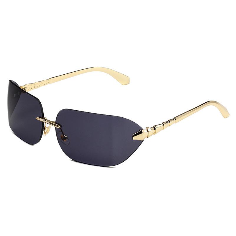 Premium snake pattern metal temple windproof sunshade curved sunglasses men's and women's European and American sunglasses large frame thin glasses