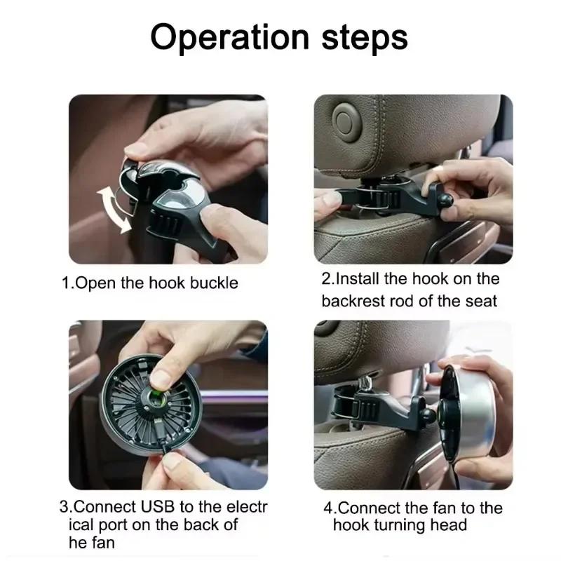 3 Speeds USB Car Fan Dual Head RGB Lighting Seat Back Cooler Rear Auto Air Fan Vehicle Cooling Accessories Top Rated