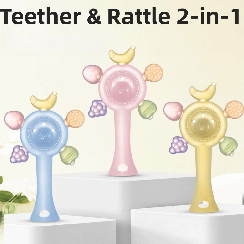 Candy Color Teething Ring Safe Rattle Toy Anti-eating Silicone Teether  Nursing