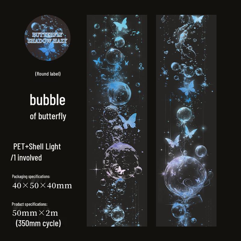 Butterfly Bubble Shell Washi Tape: Hazy Shadow Series for Journals