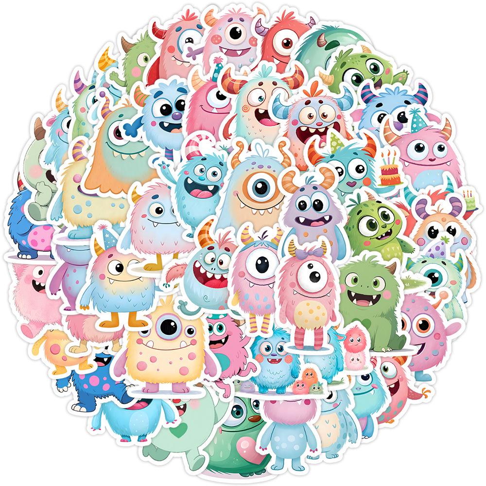 50 Cute Big-Eyed Animal Stickers - Waterproof, Decorative for Water Bottles & Phones