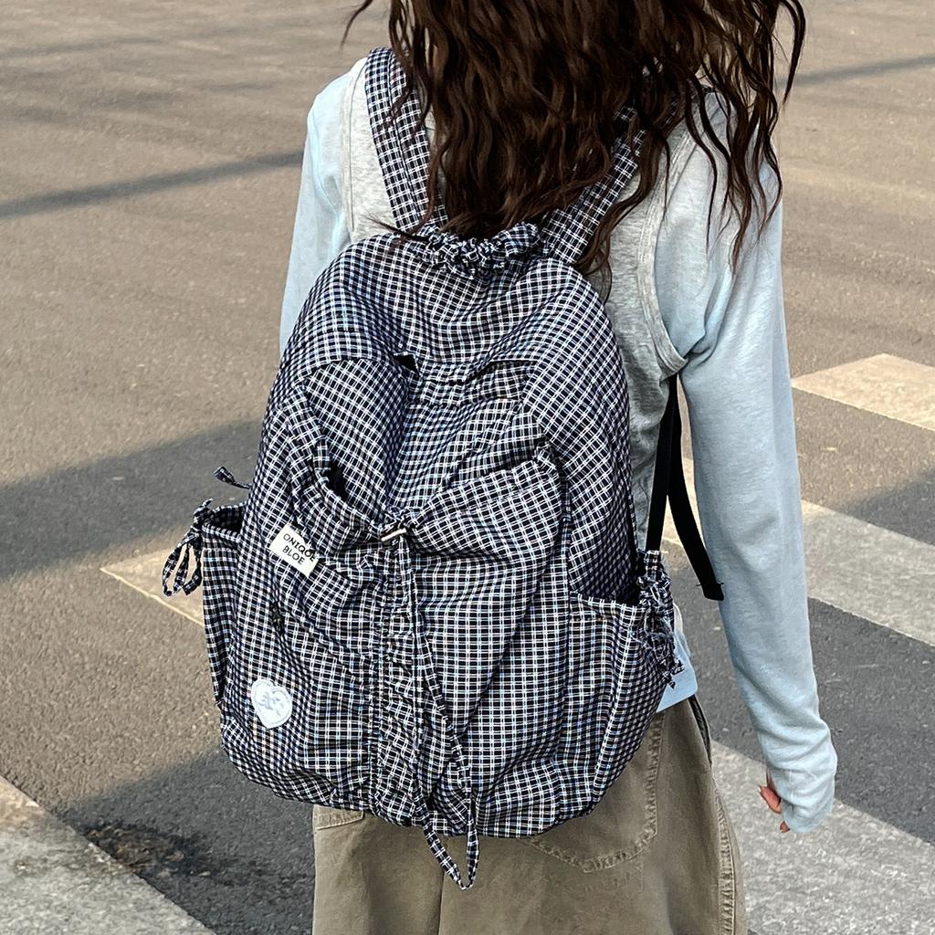 Schoolbag Japanese large-capacity versatile plaid backpack 1011 new women's simple nylon mountaineering bag schoolbag casual backpack