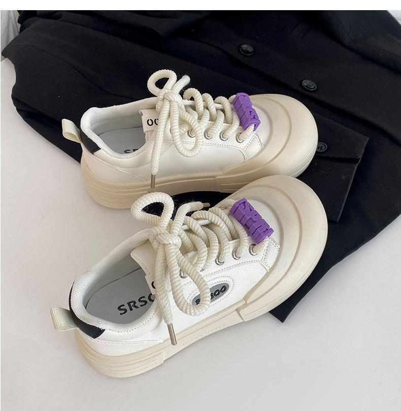 

Универсальные повседневные туфли на платформе для студентов, маленькие белые туфли для женщин, новинка 2025 года, популярная обувь для весны и осени с большой головой, обувь для досок 40 чёрный