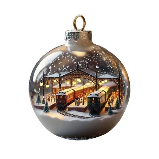 Juleanheng Scenekule Festlig Atmosfære Dekorasjon med Hus Inni Dekorativt Ornament