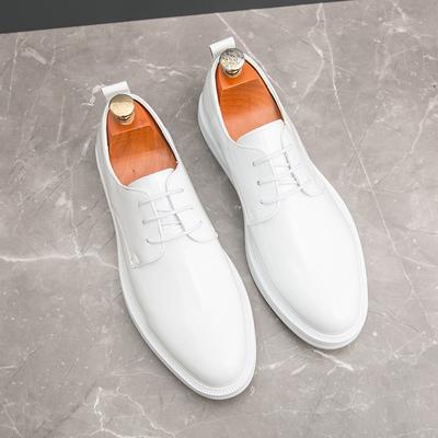 Hochzeitskleid Weiße Schuhe Herren Business Lederschuhe Luxus Lackleder Gentlmen Klassische Mode Schnürschuhe Elegante Party