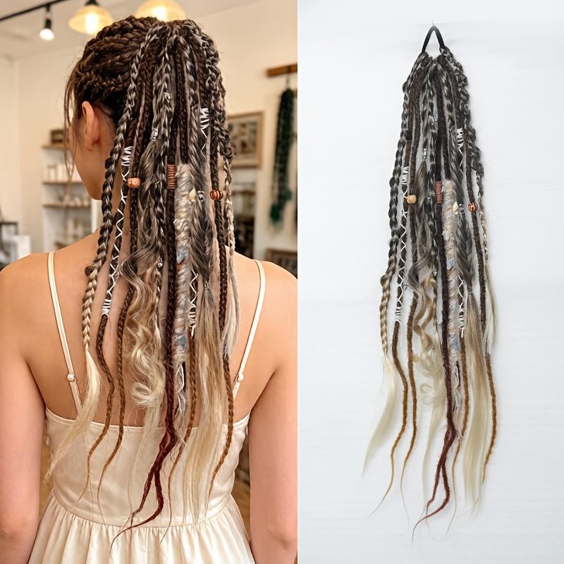 24 Inch Synthetic Handmade Braided Ponytail for Women Mixed Braid Patterns Easy Install Versatile Look Daily Party Cosplay