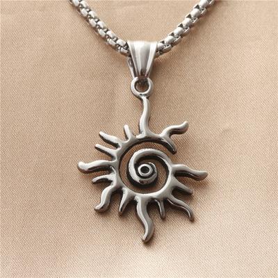 New European and American Titanium Steel Sun Necklace Men's Titanium Steel Jewelry