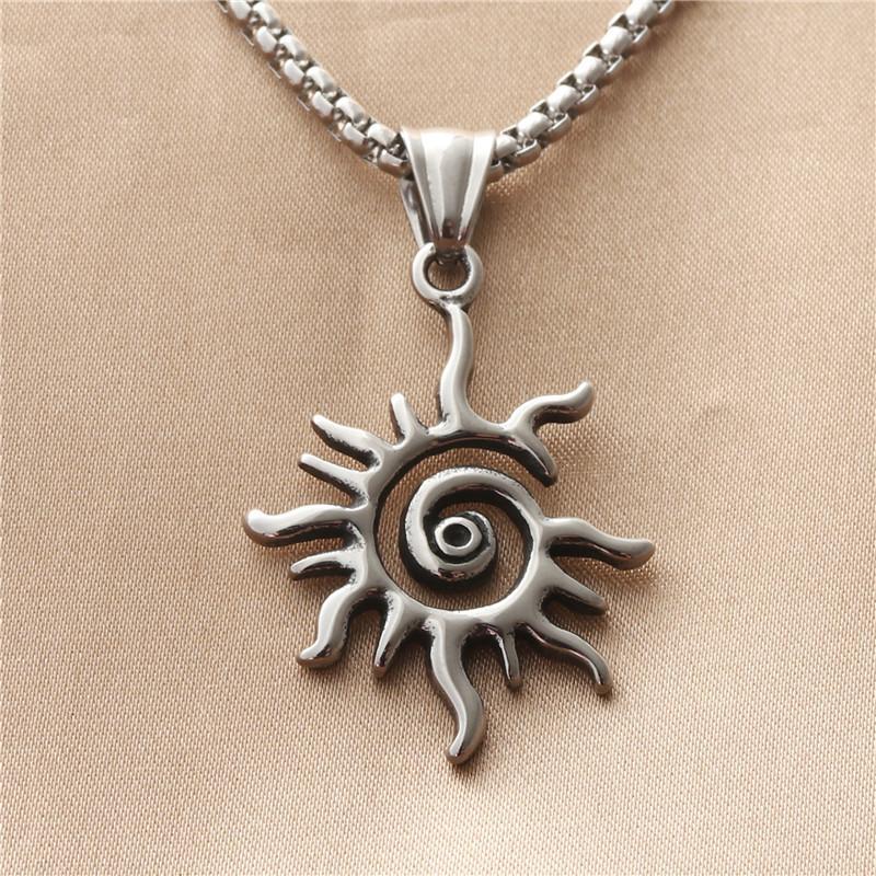 New European and American Titanium Steel Sun Necklace Men's Titanium Steel Jewelry