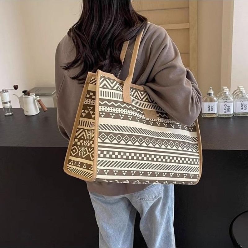 1PC Large Capacity Canvas Tote Bag Women's Autumn and Winter New Casual Commuter Portable Shopping Bag Lightweight One Shoulder Mommy Bag