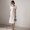 2026 Autumn and Winter New White Bubble Sleeves Pure Desire Dress European and American Fashion Temperament High-end Skirt