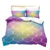 Laser Gradual Change Fish Scale 3D Digital Printing Three-Piece Quilt Cover Pillowcase Home Textile Bed Sheet Kit