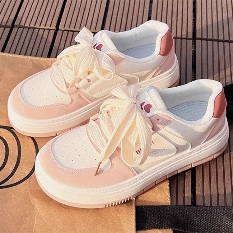 Round Head Platform White Shoes Children's Autumn New Ins Trendy Niche Versatile Light Breathable Casual Board Shoes