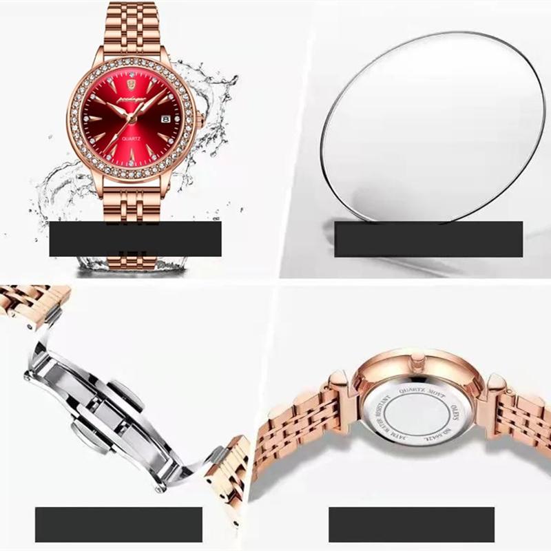 2024 neue Trend Damen Uhr Leuchtende Wasserdichte Kalender Automatische Uhr Diamant Verziert Damen Ultra Dünne Uhr