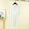 Damen V-Ausschnitt Kurzarm T-Shirt Lockerer Schnitt Lässiges Modal Strickoberteil Einfarbig Sommer Mittellanges Layering-Shirt