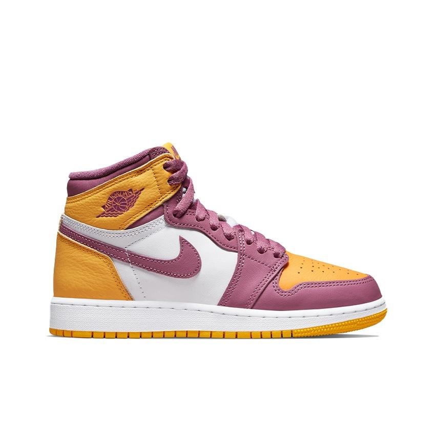 Air Jordan 1 Retro High OG GS Brotherhood Kids Sneakers Gold University-Gold Light-Bordeaux 575441-706