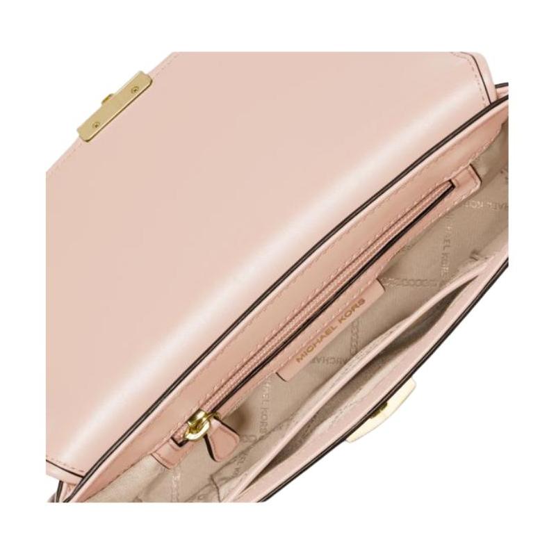 MICHAEL KORS Bradshaw chain woven solid color LOGO flap leather armpit bag shoulder bag crossbody bag handbag small women's pink