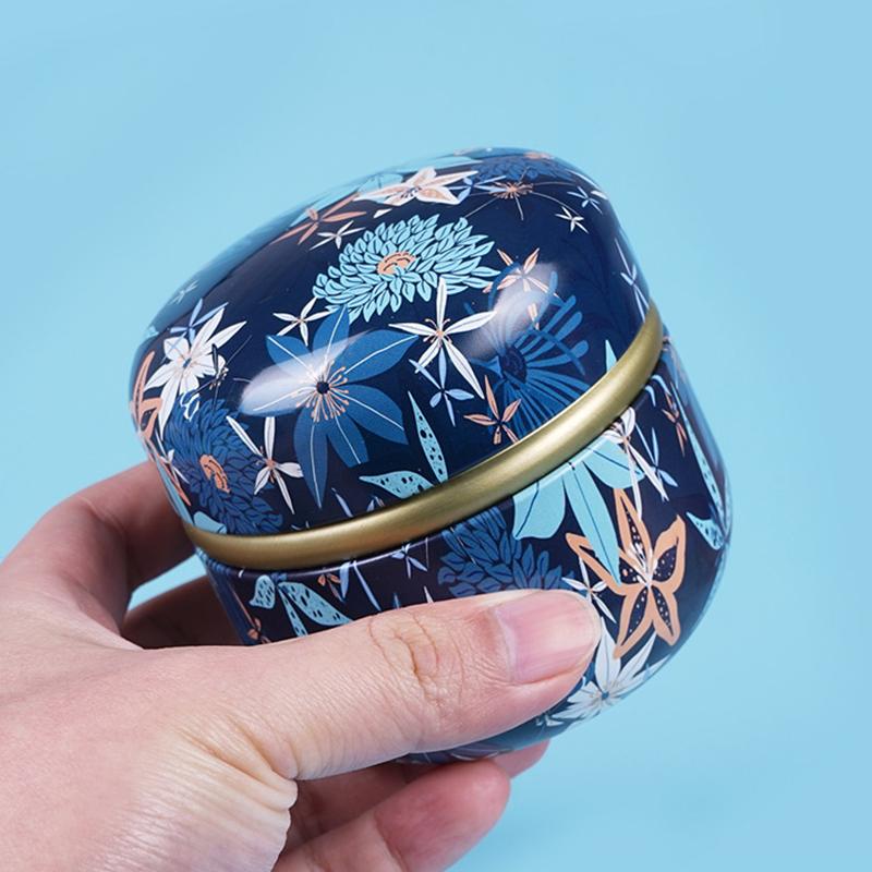Tea Caddy Tea Box Containers Candle Cans Coffee Candy Snacks Sealed Iron Jars Floral Pattern Small Portable Storage Boxes