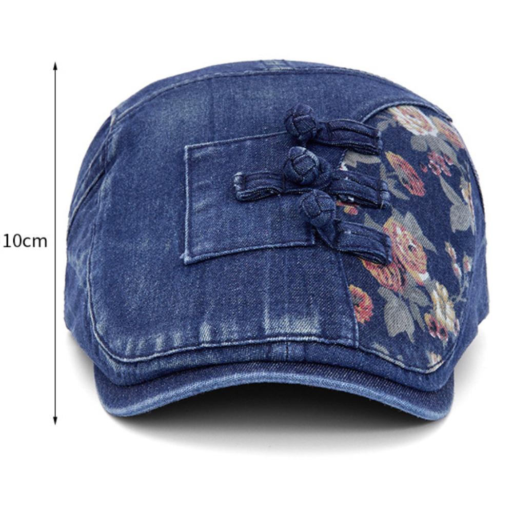 HT4886 Mens Berets Women Retro Floral Artist Painter Beret Hat Male Female Spring Autumn Ivy Flat Cap Adjustable Denim Beret Cap