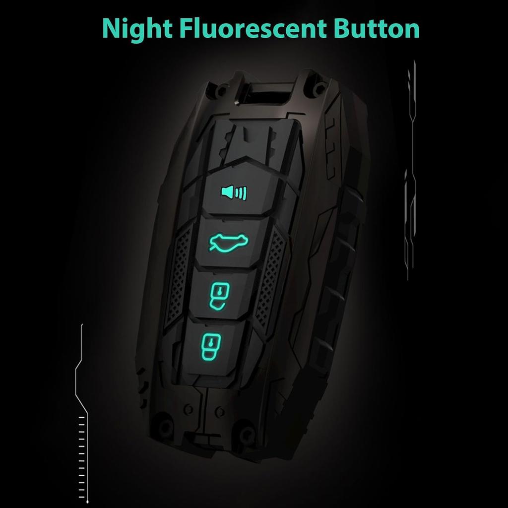 Mech Style Heavy Metal Key Fob Cover, Compatible With Toyota Tundra 2024 2025~, Fit For Corolla Cross Venza Sequoia Etc, Zinc Alloy Key Case